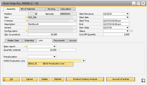 Select WMS prod line 1