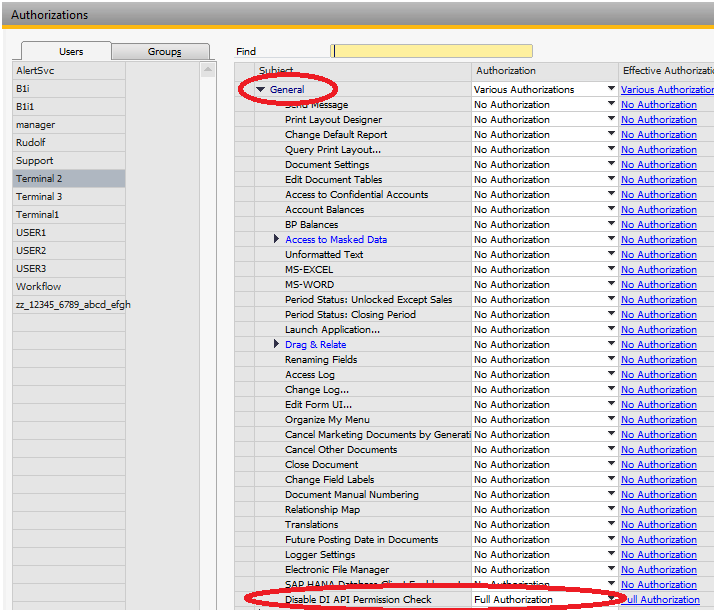 Required SAP B1 rights