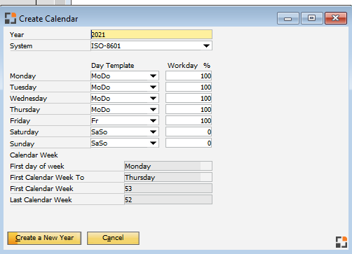 Create calendar