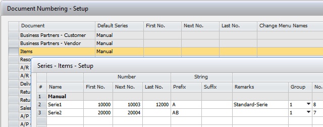 document-number-item-setup