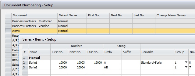 document-number-item-setup